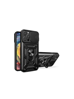 Apple İphone 16 Pro Max Kılıf Pars Lens Yüzüklü Silikon - Siyah