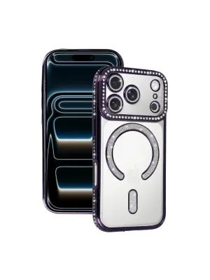 Apple İphone 17 Pro Joke Simli Magneticsafe Kılıf - Derin Mor