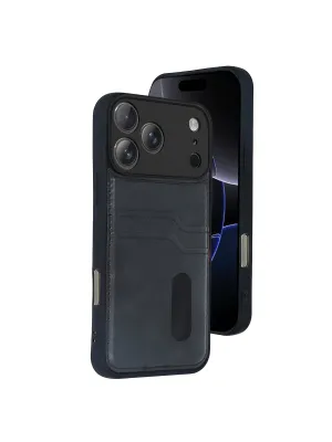 Apple İphone 17 Pro Max Sara Kartvizitli Deri Kılıf - Siyah