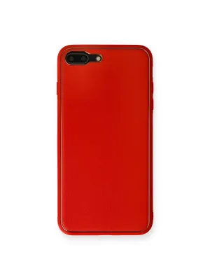 Apple İphone 7 Plus Kılıf Coco Deri Silikon Kapak - Kırmızı