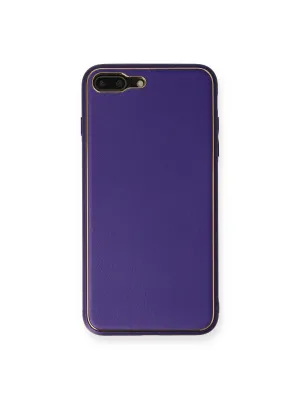 Apple İphone 7 Plus Kılıf Coco Deri Silikon Kapak - Mor