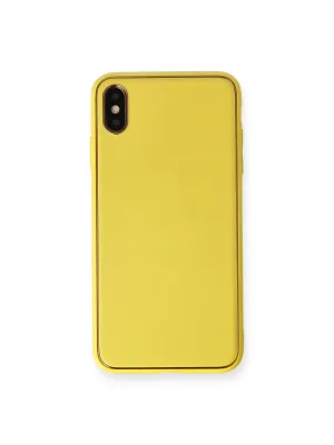 Apple İphone Xs Max Kılıf Coco Deri Silikon Kapak - Sarı