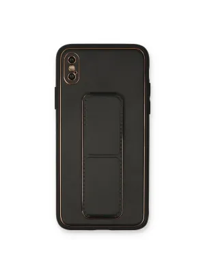 Apple İphone Xs Max Kılıf Coco Deri Standlı Kapak - Siyah