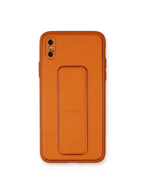 Apple İphone Xs Max Kılıf Coco Deri Standlı Kapak - Turuncu