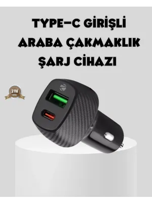 Araç Tipi Hızlı Şarj Adaptörü Type-c Pd Usb Çift Port Kompakt