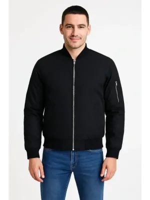Arka Bomber Ceket - Siyah