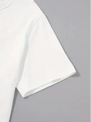 Baskılı Oversize Bisiklet Yaka T-shirt - Beyaz