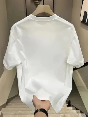 Baskılı Oversize Bisiklet Yaka T-shirt - Beyaz