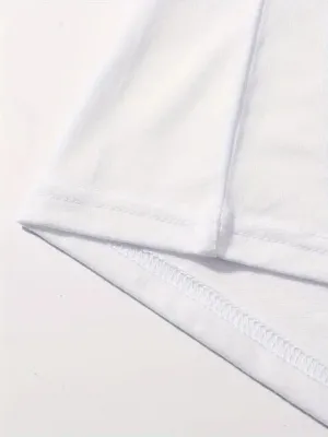 Baskılı Oversize Bisiklet Yaka T-shirt - Beyaz