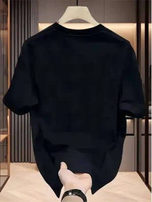 Baskılı Oversize Bisiklet Yaka T-shirt - Siyah