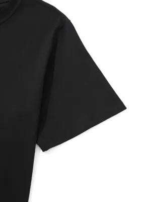Baskılı Oversize Bisiklet Yaka T-shirt - Siyah
