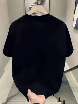 Baskılı Oversize Bisiklet Yaka T-shirt - Siyah