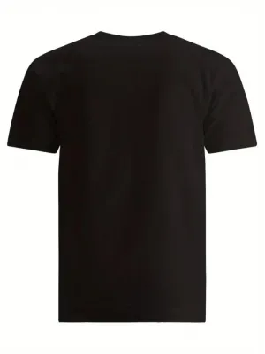 Baskılı Oversize Bisiklet Yaka T-shirt - Siyah