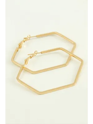 Beşgen Halka Küpe 4 cm