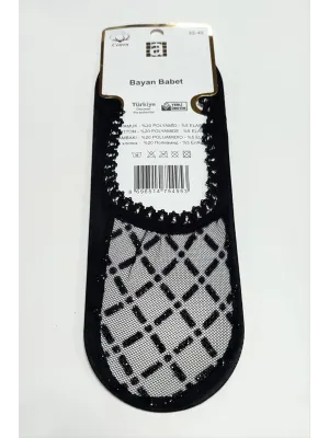 Çarpı Dantel Babet Çorap