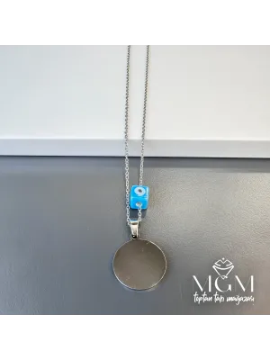 Çelik Plaka Kolye Nazar Boncuklu - Kl0095