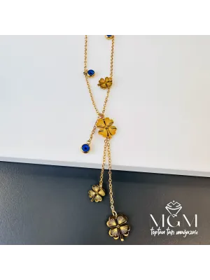 Çelik Yonca Nazar Boncuklu Kolye - Kl0059