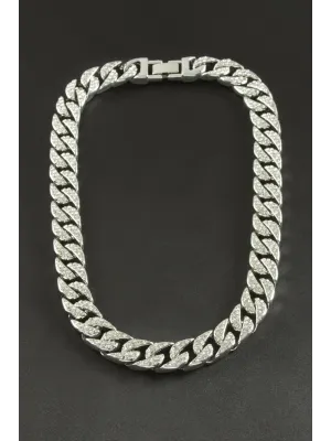 Chain Düz Zirkon Taşlı Lüks Çelik Kolye
