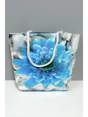 Çiçek Desenli Plaj Çantası