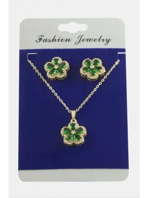 Çiçek Zirkon Taşlı Set Kolye