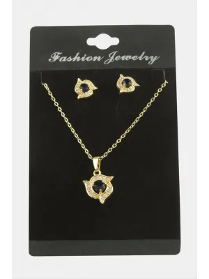 Çiçek Zirkon Taşlı Set Kolye