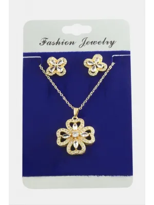 Çiçek Zirkon Taşlı Set Kolye