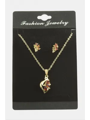 Çiçek Zirkon Taşlı Set Kolye