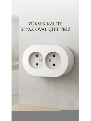 Çift Girişli Beyaz Sıva Üstü Modern Duvar Prizi