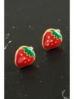 Çilek Mineli Minik Küpe
