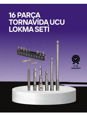 Çok Amaçlı 16lı Bits Uç Seti Dayanıklı Tornavida Adaptör