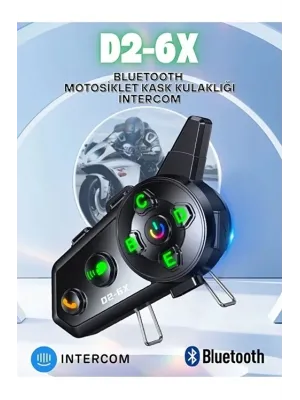 D2-6x 1000m Mesafeli 6 Kanallı İntercom Bluetooth Motosiklet Kask Kulaklığı İntercom Kulaklık