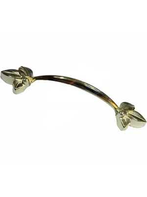 Dekoratif Zamak Yaprak Kulp - 96mm, Sarı, 1 Adet