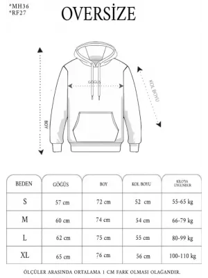 Double Oversize Kapşonlu Nakışlı SweatShirt - Siyah