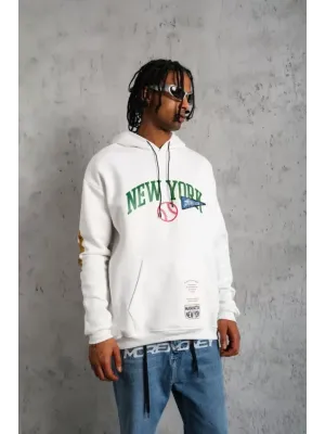 Erkek Baskılı Kapüşonlu Sweatshirt - Beyaz