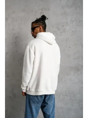 Erkek DANKES Baskılı Kapüşonlu Sweat - Beyaz