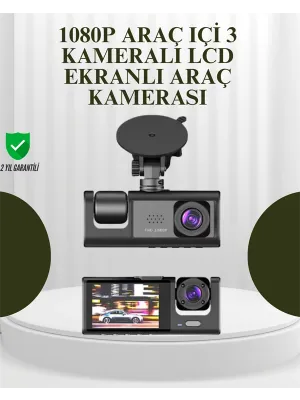 G-sensörlü 3lü Kayıtlı Araç Kamerası