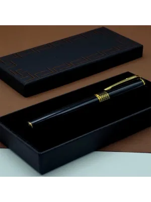 Gold İşlemeli Siyah Metal Roller Kalem