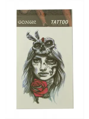 Gül Kuru Kafa Tattoo Dövme Sticker