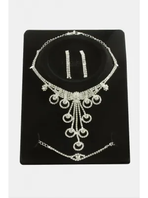 Halka Taşlı Lüks Set Kolye