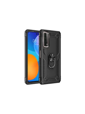 Huawei P Smart 2021 Kılıf Sofya Yüzüklü Silikon Kapak - Siyah