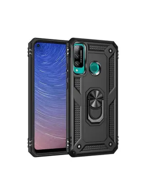 Huawei P40 Lite E Kılıf Sofya Yüzüklü Silikon Kapak - Siyah