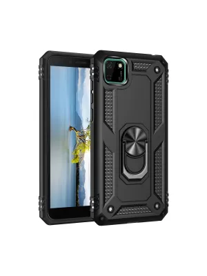 Huawei Y5p Kılıf Sofya Yüzüklü Silikon Kapak - Siyah