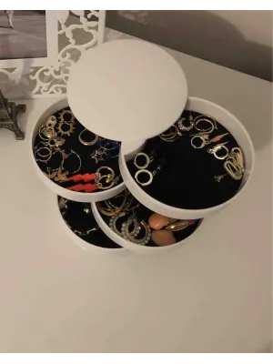 ieg™ 4 Katlı Dönebilen Silindir Takı Ve Makyaj Organizer Kutusu