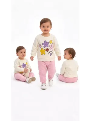 6/24 Ay Çiçek Baskılı Basic Bebek Takımı