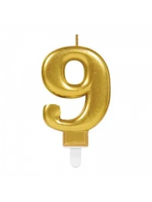 9 Rakamı Mum Gold Renk