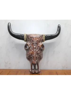 Ahşap Duvara Asmalı Bufalo Kafası