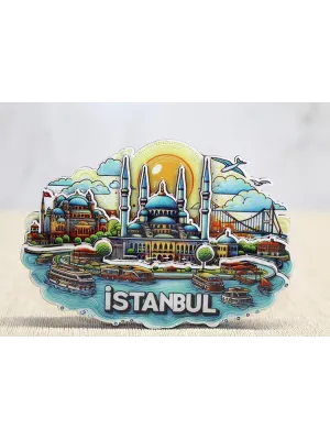 Ahşap İstanbul Temalı Magnet - Model 3