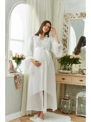 ieg™ Aqua 26355 Otrişli Şifon Pullu Brodeli Sabahlık