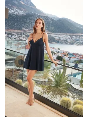 ieg™ Aqua 26634 Kadın İp Askılı Dantelli Kısa Gecelik