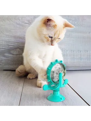ieg™ Buffer® Vantuzlu Zilli İnteraktif Dönebilen Mama Kaplı Renkli Eğlenceli Eğitici Kedi Oyuncağı